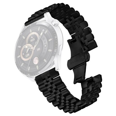 Huawei Watch GT Armband 5-Bead Stainless Steel Butterfly Clasp klockarmband - Svart