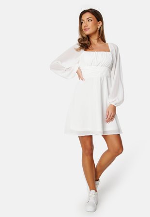 Bubbleroom Occasion-Square Neck L/S Chiffon Dress-44