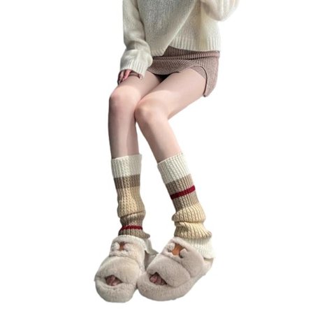 Strikkede benvarmere til kvinder til jul, retro efterårs- og vintersokker