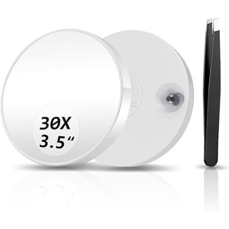 Makeupspejl med 20X/30X forstørrelse, sugekop og pincet – perfekt til præcisionsmakeup, detaljer og anden skønhedspleje_TF_TF