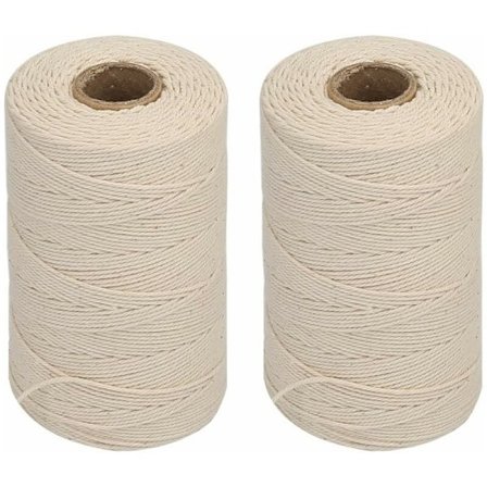 2 st x 200 m 3-trådig bomullsgarn för matlagning, köttbindning, korvtillverkning (vit??)
