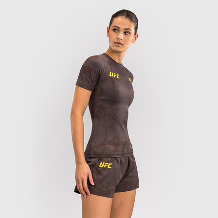 Venum UFC Fusion Women's Short Sleeve Rashguard Solid Earthen Brown