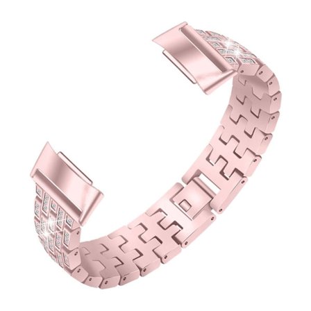Fitbit Charge 5 klockarmband med glänsande strassstenar - Rosa Ros