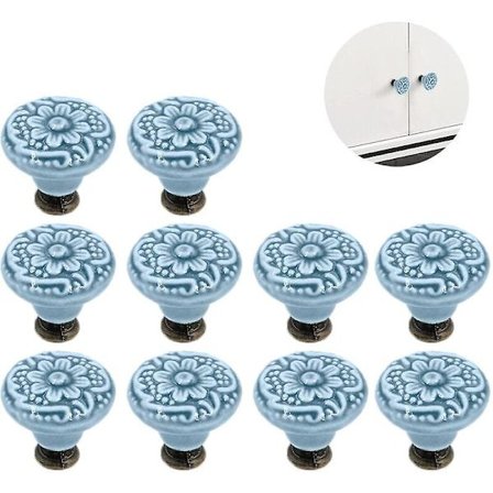 10 stk. keramiske knopper, vintage skabsdørknopper, skuffeknopper, keramiske dørknopper, skuffeknopper, kommodeknopper