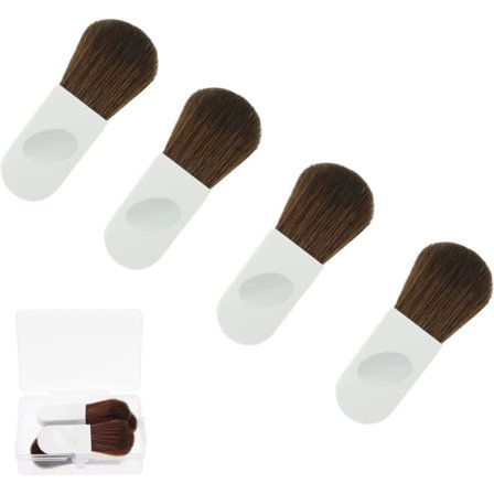 Mini Makeup Børste Løs Pudder Børste Rejse Blush Børste Kosmetisk Applikator Makeup Værktøj med Etui (4 stk)...