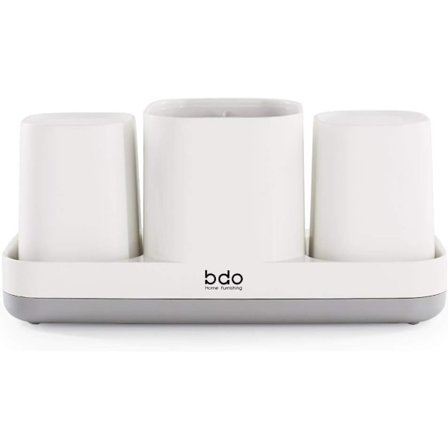 Tandborsthållare med muggar EURO-serien Badrumsorganisatör Vit