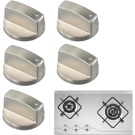 Ovnknotter - 5 stk - 6 mm - Universelt knotsett for gasskomfyr - Knotter for komfyrtopp, gasskomfyr og ovn
