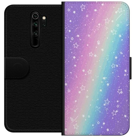 Kompatibel Tegnebogsetui til Xiaomi Redmi Note 8 Pro Rainbow-farvet pastelbaggrund med hvide stjerner og glitrende prikker i blød overgang