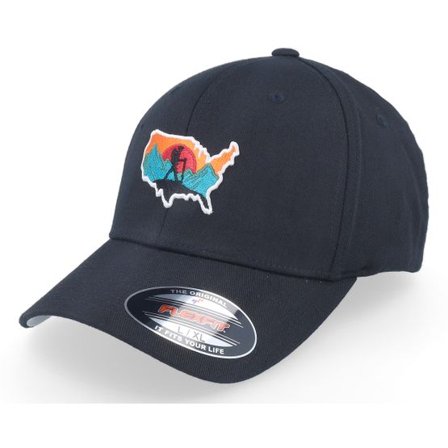 Wild Spirit - Svart flexfit Keps - America Wanderlust Black Flexfit @ Hatstore