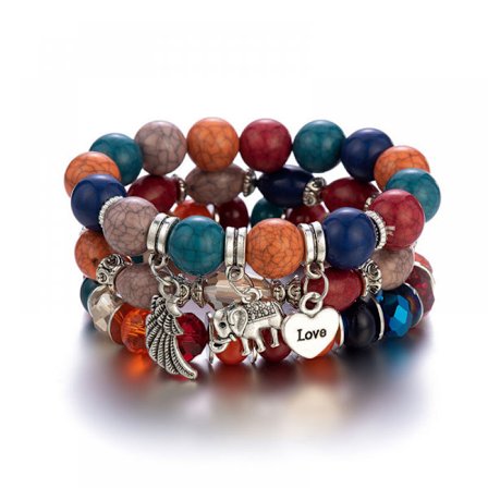 1PCS Bohemian Stackable Bead Bracelets, Multilayered Stretch