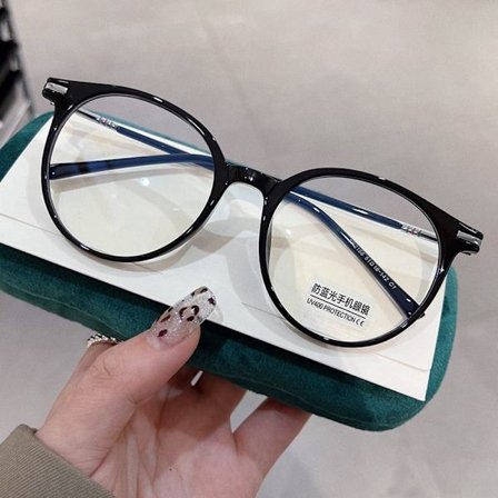 Anti-Blue Light Glasses Pyöreät silmälasit MUSTA