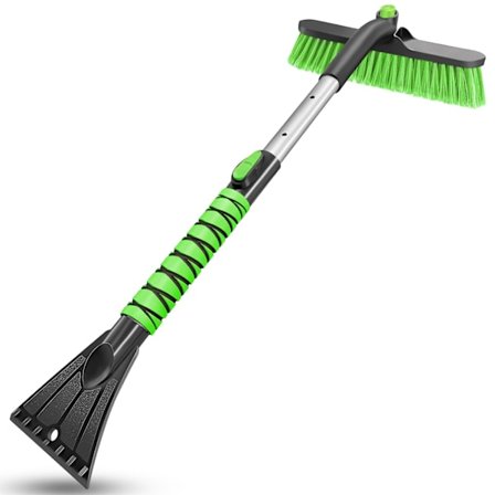 Forlenget 12,6-tommers snøbørste og isskrape for bil, allsidig vinduspusserverktøy for SUV, lastebil og bil, marinegrønn design