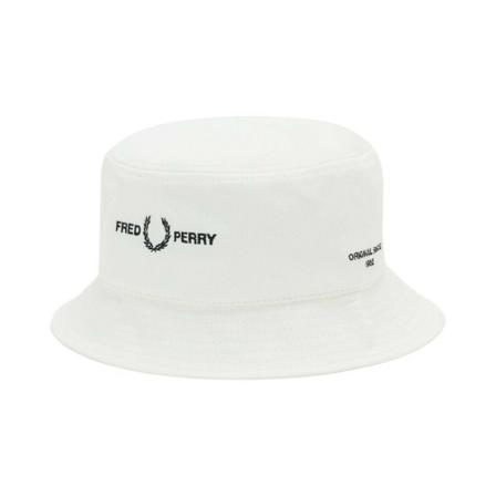 Fred Perry, Uni hat to the fisherman with embroidered logo Wit, unisex, Maat:ONE Size,Katoen