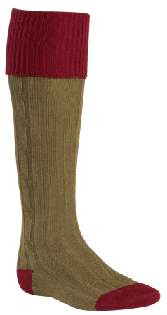 Alan Paine M's Shooting Sock Bordeaux/Olive