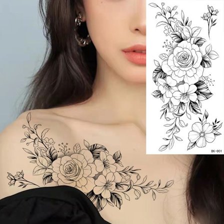 Rose Water Transfer Tattoo Stickers Women Body Art Temporary Tatt