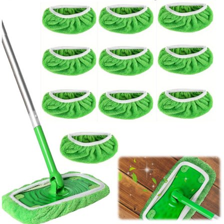 Moppekluter, gjenbrukbare mikrofibermoppeputer, vaskbare, våt/tørr, moppeklut, erstatningsmoppehode for hjemmebruk, moppeverktøy for hjemmet (grønn, 