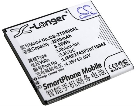 Batteri for smarttelefon, mobil for ZTE Blade D6, Blade D6 Dual SIM