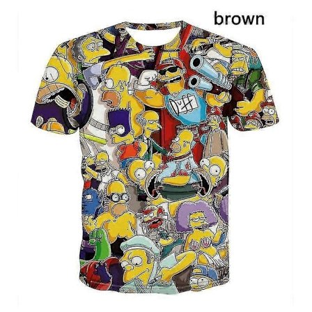 Mode 3D Print Anime Tegneserie Animation Homer Simpsons Sjov Tegneserie Sommer Unisex T-shirt - WELLNGS