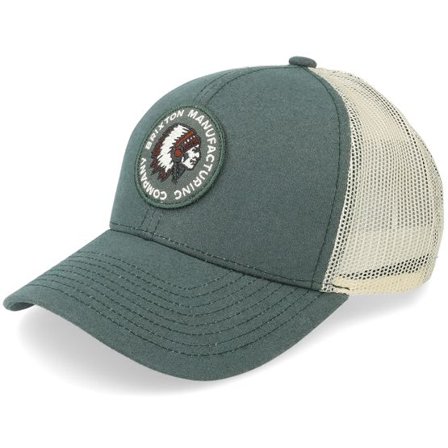 Brixton - Grön trucker Keps - Rival Stamp X Mp Mesh Cap Silver Pine/Off White Trucker @ Hatstore