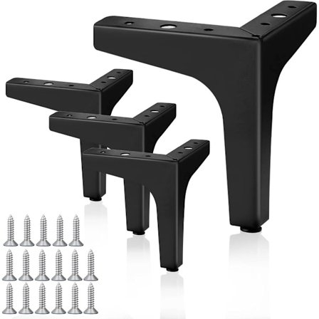 Sæt med 4 sorte møbelben - møbelben - trekantede metalmøbelben