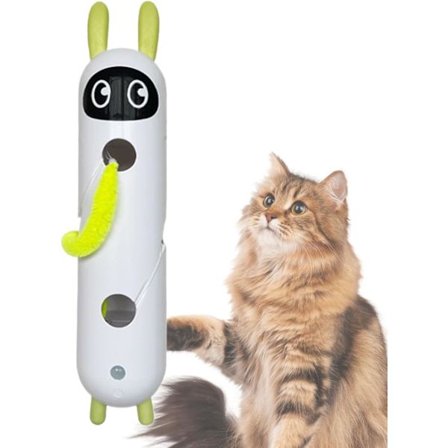 Caterpillar Smart Kattleksak - USB Uppladdningsbar Interaktiv Retsticka med Halkfri Sugkoppsfot för Jaktlekar Inomhus