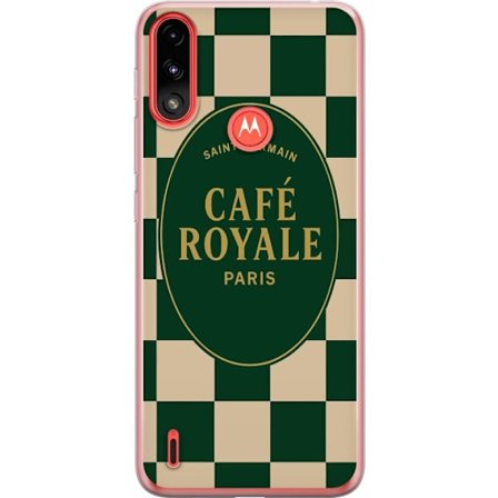 Kompatibel Mobilcover til Motorola Moto E7 Power Paris café plakat Café Royale Saint Germain vintage fransk kaffe logo grønternet køkken vægdekoration