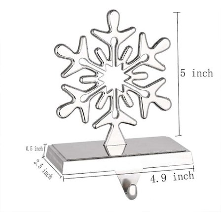 Snöflinga Julstrumphållare för Öppen Spis, Silver Julstrumphängare (Silver, 2 Snöflingor)