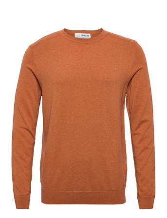 Slhberg Crew Neck B Orange Selected Homme