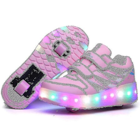 LED Lysende Rullesko Dobbel Hjul USB Oppladbare Skøytesko