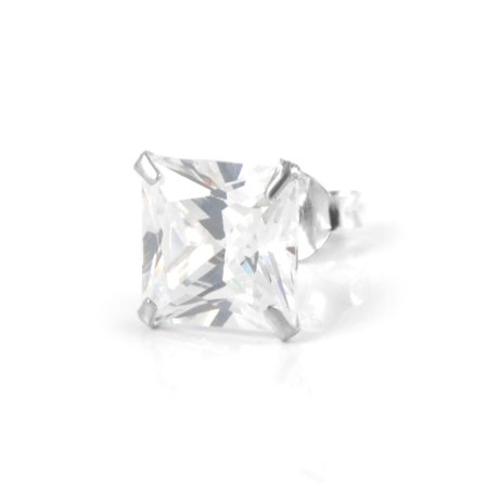 Kolczyk z kwadratową cyrkonią 10 mm dla mężczyzn - Wkręty