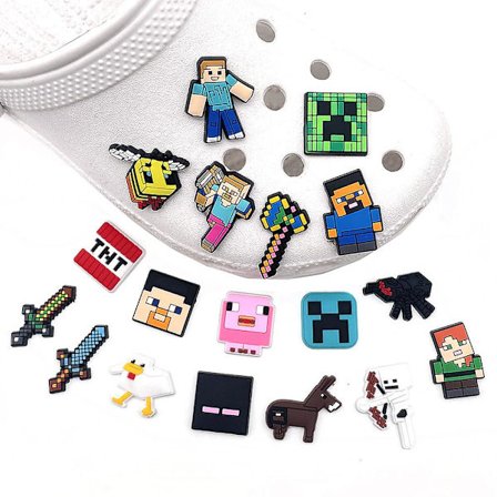18 stk Spill Minecraft Tema Crocs Sko Dekorasjoner Charms DIY Klog Sandaler Pins Sko Tilbehør Sett Gaver