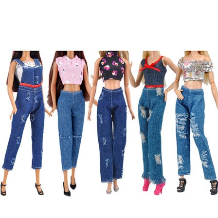 5 sæt tøj med korte ærmer + bukser til 29 cm dukketilbehør Bab