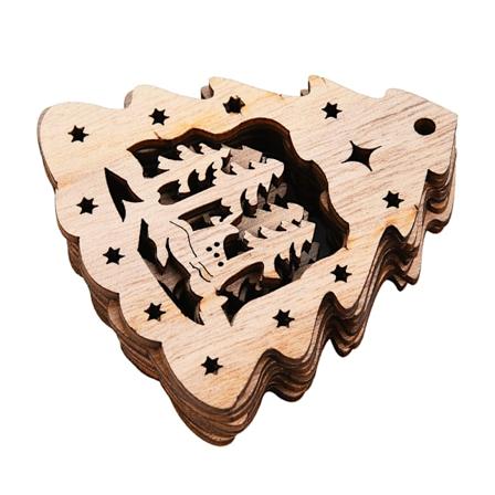 12 stk. Juletræshængende Dekoration Træ Julemand Snemand Engel Bryllup DIY Ornament D