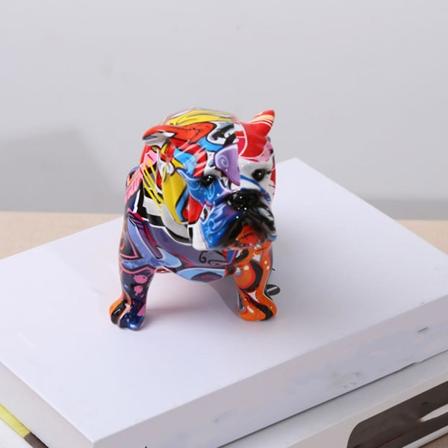 Søte Scrawl Bulldog Hundeskulpturer Håndverk Kunst Dyrestatue Bordplate Hjemmedekor
