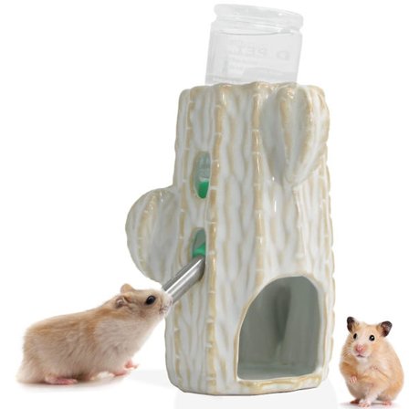 Hamster vandflaske kompatibel med glastank, 2-i-1 justerbar hamster vandflaske 80 ml Gerbil vandflaske med stativ, 1 stk.