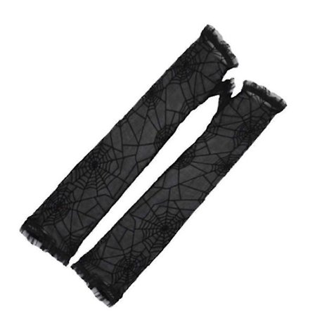 Nye albuelange mesh blonde lange handsker transparente edderkoppespind handsker Halloween handsker