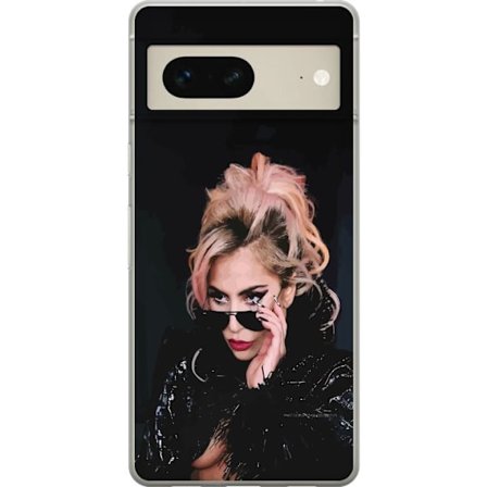 Kompatibelt Mobildeksel til Google Pixel 7 Lady Gaga portrett med solbriller og dramatisk sminke i mørk glamorøs stil
