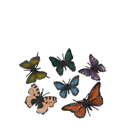 6 st Realistiska Fjärilsfigurer Set, Livslika PVC Fjärilsmodeller, Pedagogiska Insektsfigurer för Barn, Dekorativa Insekter för Sandbord, Trädgård,