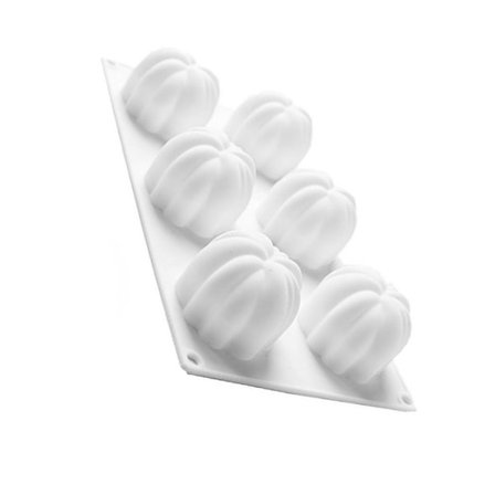 Kakeform i gresskarform, 6 ruter, bakeform i silikon, kjøkkenmousse