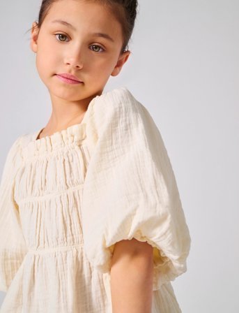 Kids Only Kogthyra Life S/S Square Top Cp Wvn - Beige - 152