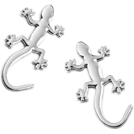 3d Metal Gecko-logo Bilemblem-emblem-klistremerke Solid bilmerke-klistremerke for bil Dekorativt tilbehør Styling Universal 2stk (sølv)