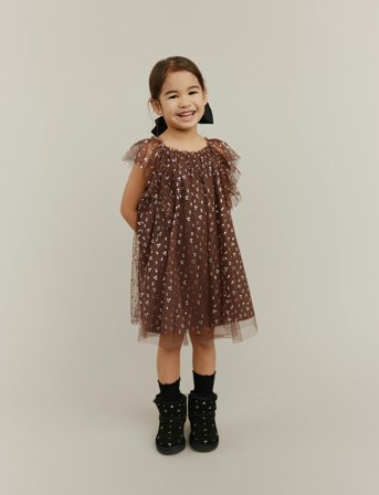 Sofie Schnoor Baby and Kids Blossomsk Dress - Brown - 116