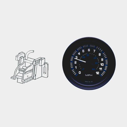 Solmimittari Veethree Black Premier, Ø75 mm, 12 V, vetouistelunopeus, musta, 0 - 60 / 0 - 12 MPH + anturi