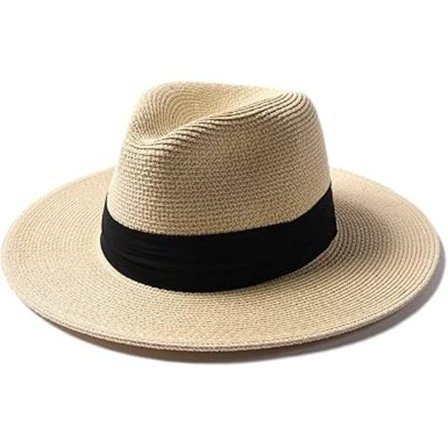 Solhatte til kvinder og mænd, justerbar sommer Panama Fedora bredskygget hat UV UPF 50+, foldbar pakbar stråstrandhat (beige) Beige
