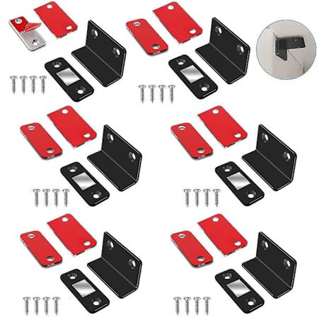 6 stycken tunna magnetiska lås för garderobsdörrar, självhäftande, dörrmagnet, garderobsmagnet, begagnade (svart)
