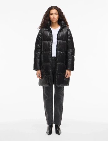 Vila Vilidda L/S Hood Shinny Puffer Jacket - Black - 38