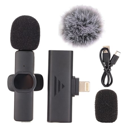 Trådløs Lavalier-mikrofon med støjreduktion 2.4G Plug and Play Mini Clip On Mic til Live Streaming Interview