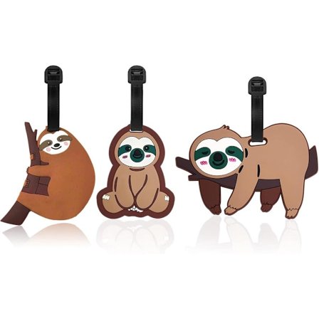 ING Bagageetiketter, tillverkade av silikon för flygresor, 3-pack, adressetiketter med tecknade figurer, kan märkas med namn.