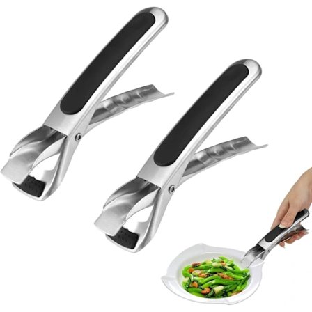 /NN/ bid rustfrit stål griber til airfryer anti-hed airfryer tang, køkken, ovntang til at løfte varme skåle gryder, sort{sl}