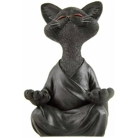 Trädgårdsstaty i sten, Katt Buddha Ornament Utomhus Kattstaty Djur Meditation Ornament För Uteplats Trädgård